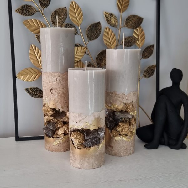 Sveču komplekts Dūmu Kvarcs - dabīgie akmeņi
