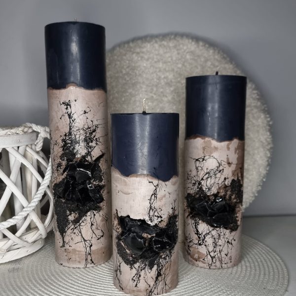 Sveču komplekts ar dabīgajiem akmeņiem