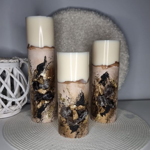 Sveču komplekts ar dabigajiem akmeniem