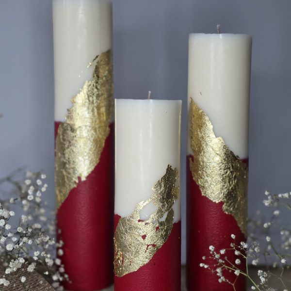 Sveču komplekts sarkana pamatne