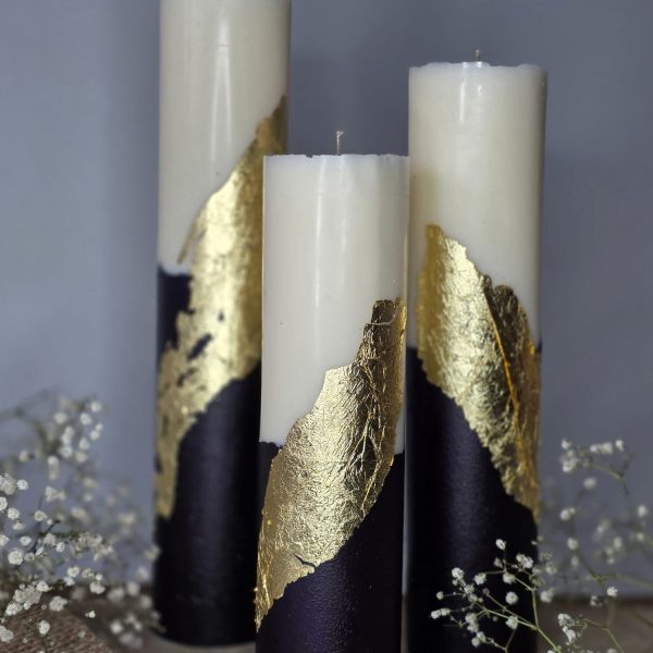 Sveču komplekts tumši lillā pamatne