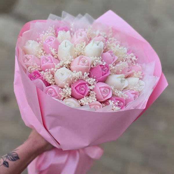 Dekoratīvs sveču pušķis bez aromāta Tulpes